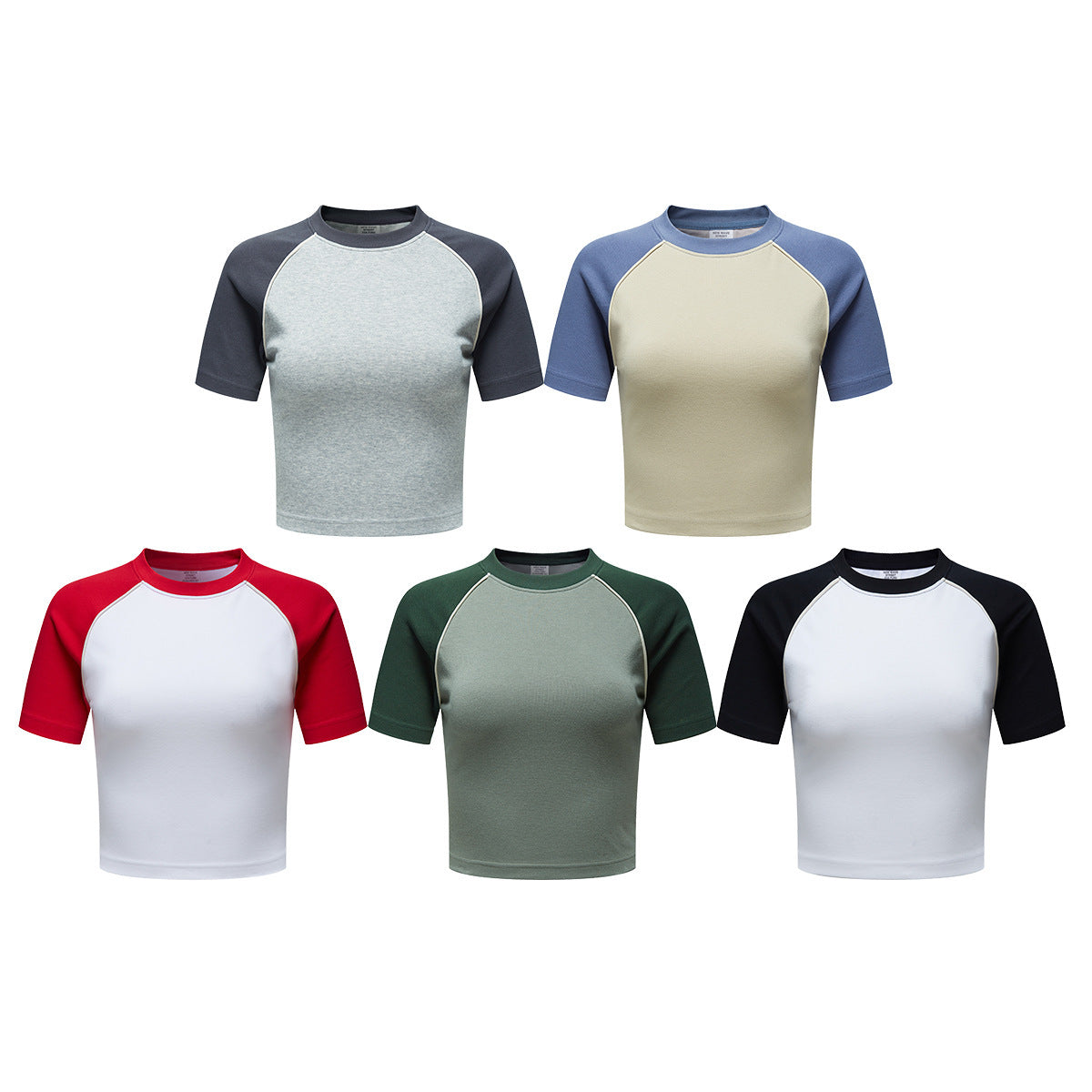 Susan – T-shirt Court Rétro Femme avec Manches Raglan Contrastées