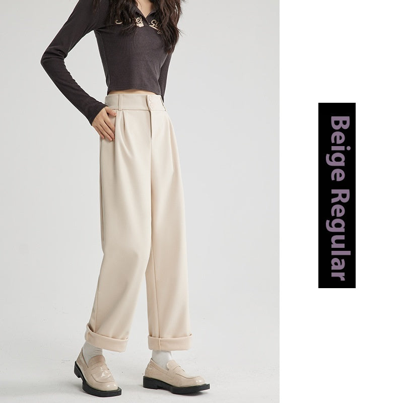 Heather – Pantalon Droit Décontracté en Laine Épais