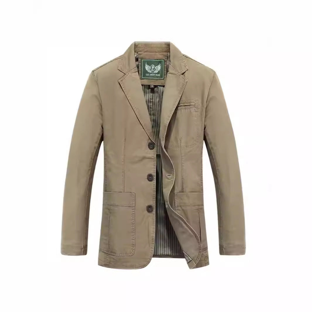 Julian – Veste décontractée à boutons simple en coton pur grande taille