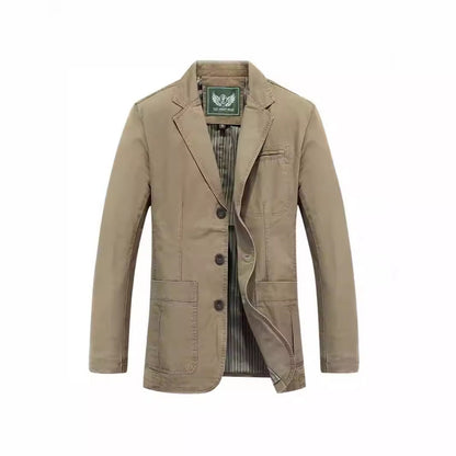 Julian – Veste décontractée à boutons simple en coton pur grande taille