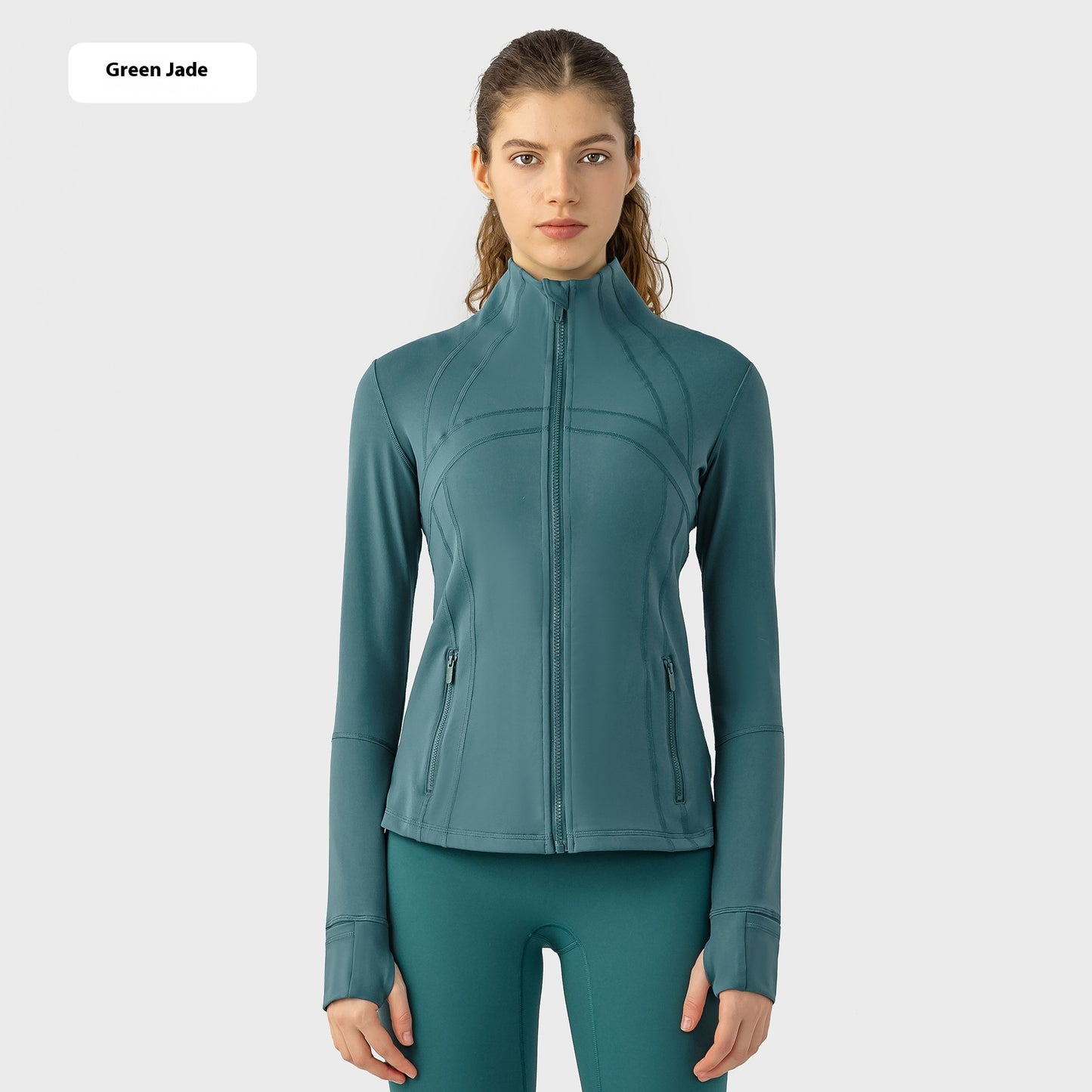 Janet – Veste de Sport Élastique avec Fermeture Éclair pour Yoga et Fitness