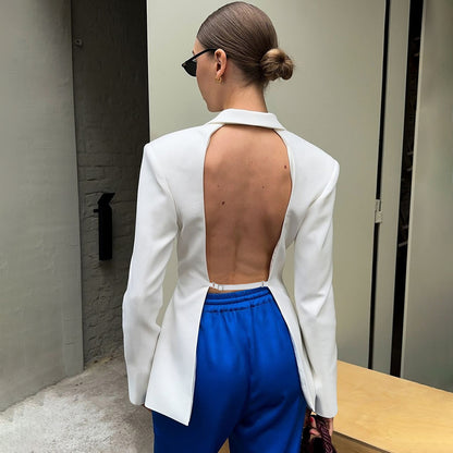 Miranda – Veste Ajustée Sexy à Manches Longues Sans Dos