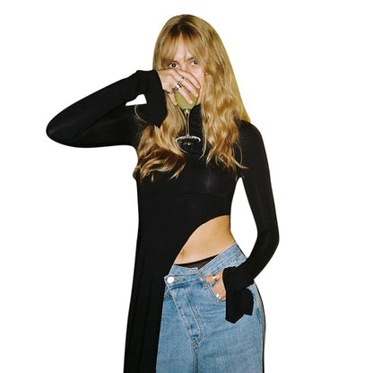 Megan – Pull Asymétrique à Col Roulé pour Femme