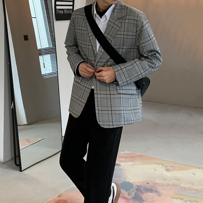 Clive – Costume à carreaux décontracté pour l'automne, style coréen tendance