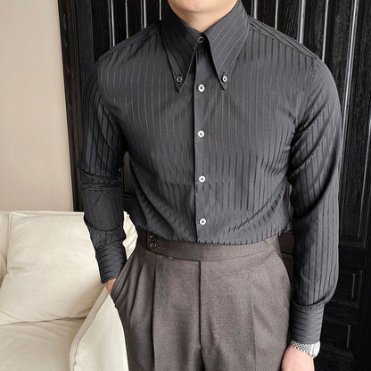 Terence – Chemise décontractée à manches longues épaules dénudées