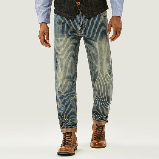 Denis – Jeans Rayés Rétro Amples