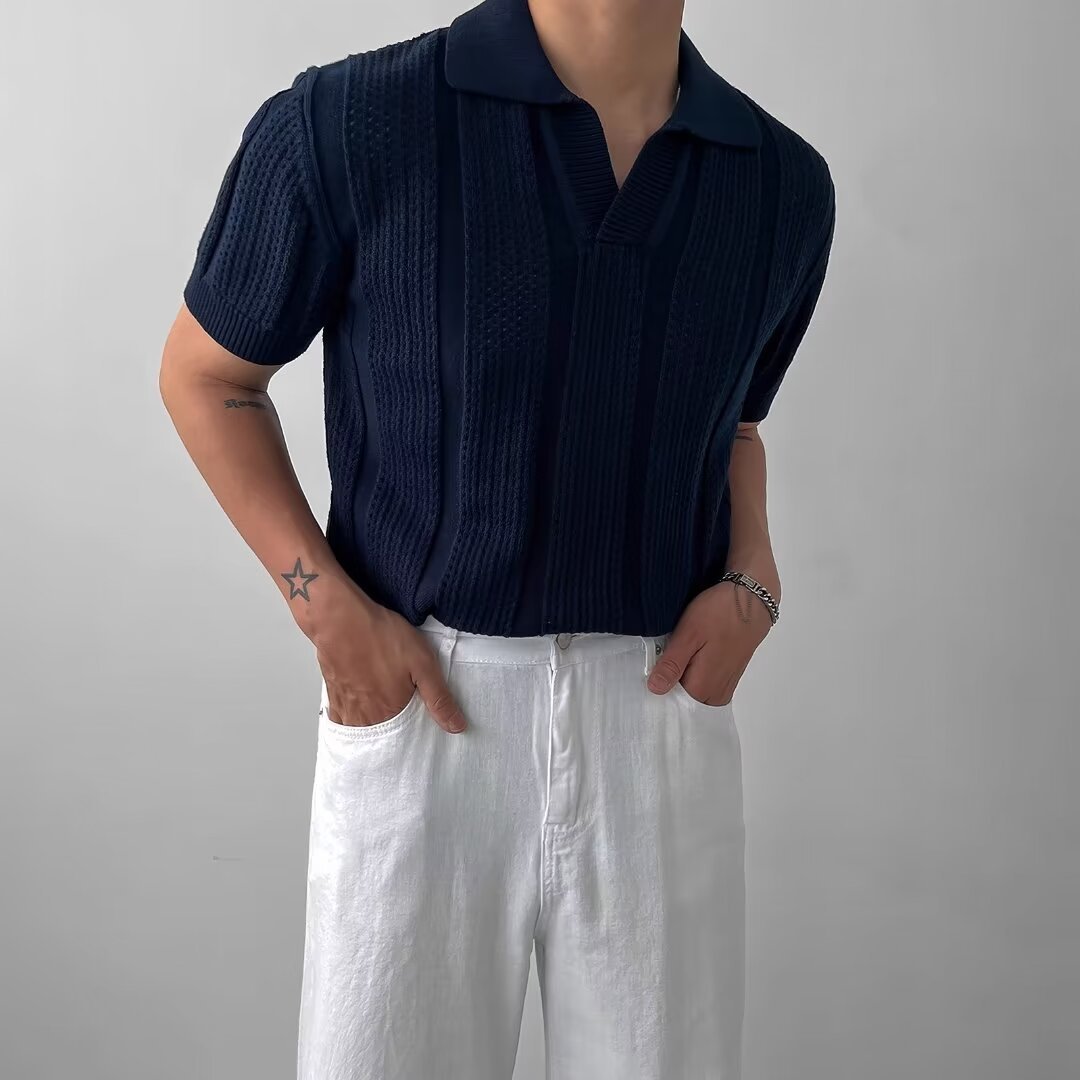 Donald – Polo à Mailles Creuses en Tricot Manches Courtes