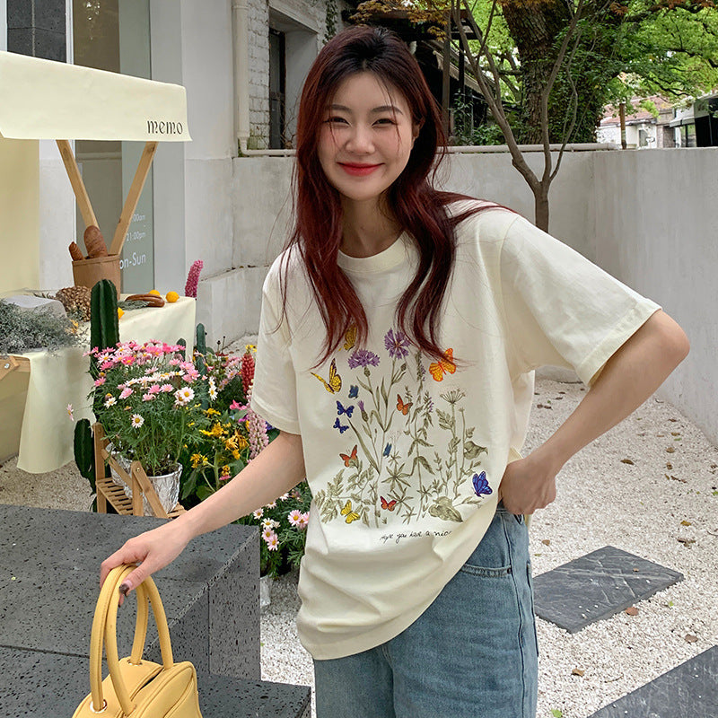 Janet – Haut en Coton Pur à Motif Fleur Imprimé