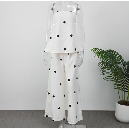 Sharon – Ensemble à Pois avec Pantalon à Jambe Large