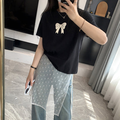 Sarah – T-shirt Épaule Nœud Doux Printanier