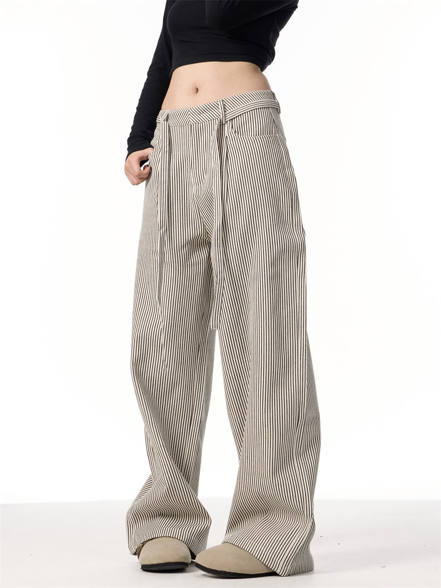 Heidi – Pantalon Droit à Rayures Vintage