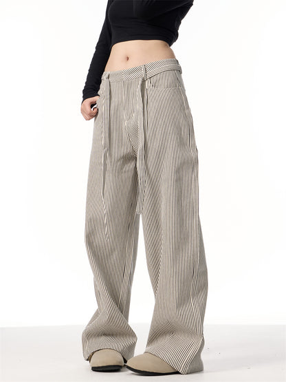 Heidi – Pantalon Droit à Rayures Vintage