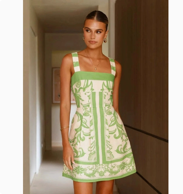 Sophie – Robe à Bretelles Imprimée pour Femmes