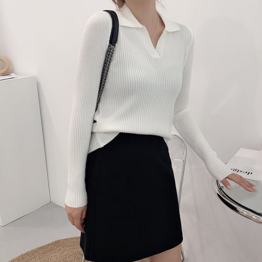 Nicola – Pull à Col Polo avec Manches Longues pour Femme