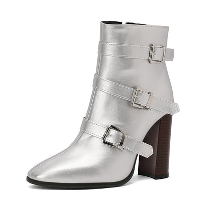 Lauren – Bottines à Boucle et Talons Épais