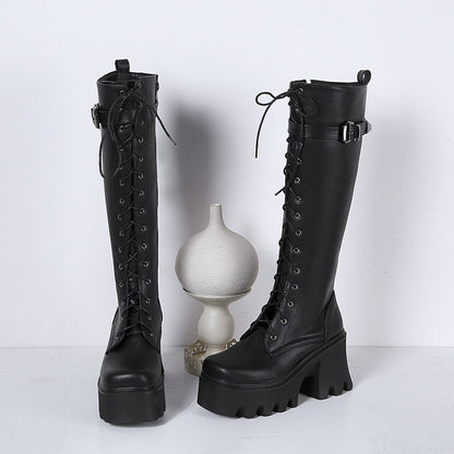 Amanda – Bottes Hautes Épaisses Style Britannique