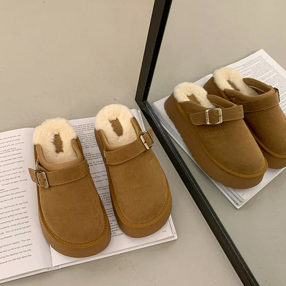 Mary – Chaussons À Semelle Épaisse En Fourrure Avec Bride Arrière