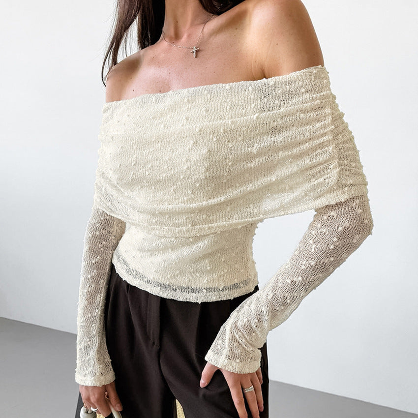 Kathryn – Haut à manches longues avec col en tricot jacquard