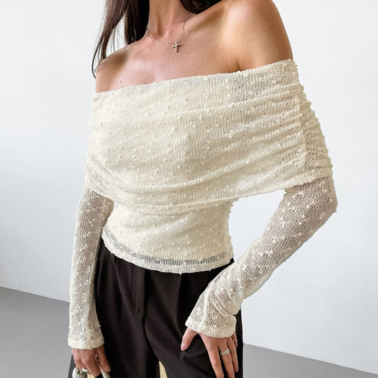 Kathryn – Haut à manches longues avec col en tricot jacquard