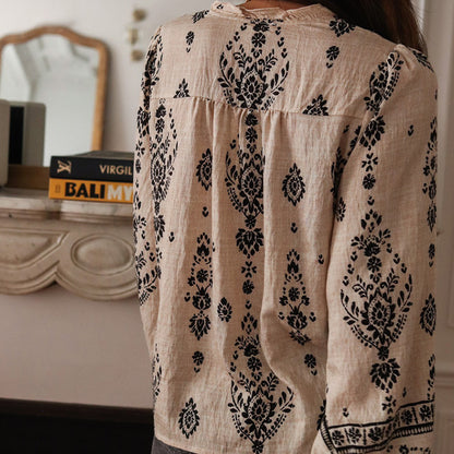 Phoebe – Chemise Socialite en Coton et Lin à Manches Longues