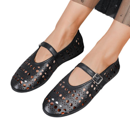 Lucy – Chaussures Plates à Bout Rond avec Boucle Découpée