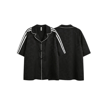 Larry – Chemise à Rayures Noires à Manches Courtes pour Homme