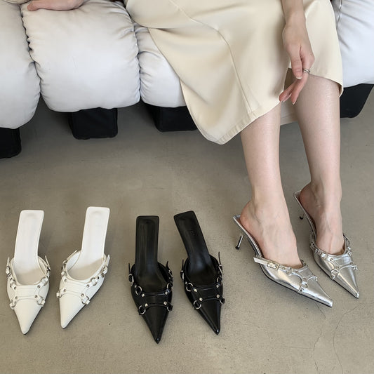 Amelia – Mules à Talon Aiguille Pointu avec Boucle