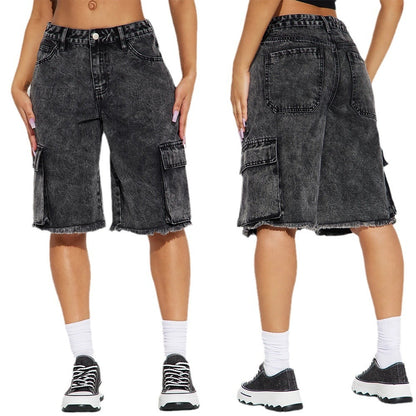 Lucy – Short en Jean Droit à Ourlet Effiloché