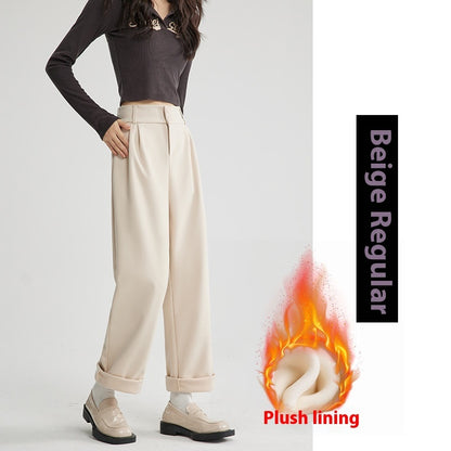 Heather – Pantalon Droit Décontracté en Laine Épais