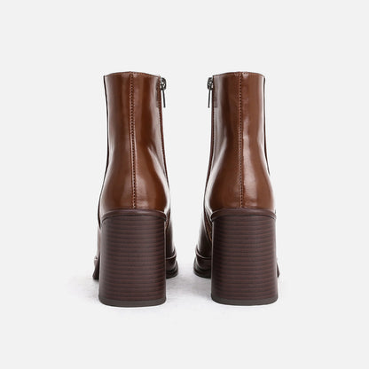 Joan – Bottines à Talon Épais en Cuir Vegan Imperméables