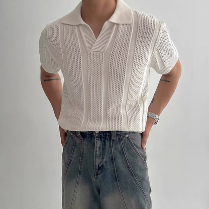 Donald – Polo à Mailles Creuses en Tricot Manches Courtes
