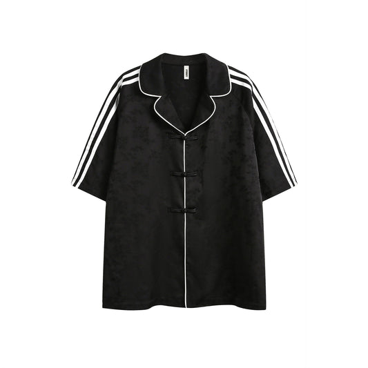 Larry – Chemise à Rayures Noires à Manches Courtes pour Homme