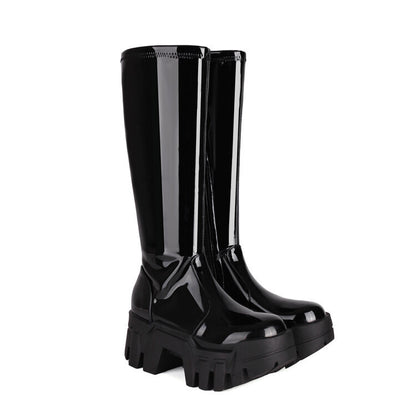 Alison – Bottes à bout rond avec fermeture éclair latérale et semelle épaisse