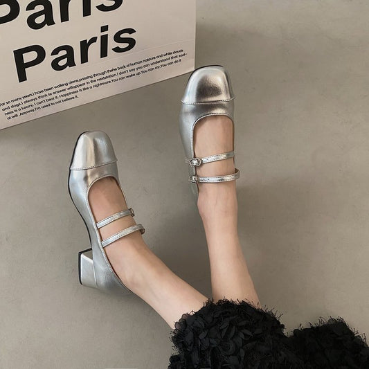 Jean – Chaussures à Talon Carré avec Boucle