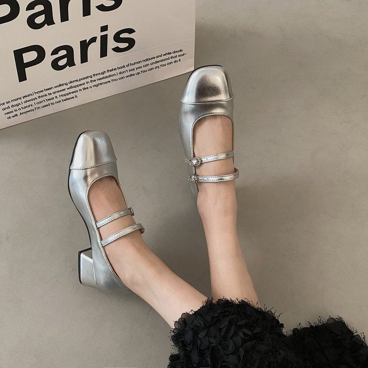Jean – Chaussures à Talon Carré avec Boucle