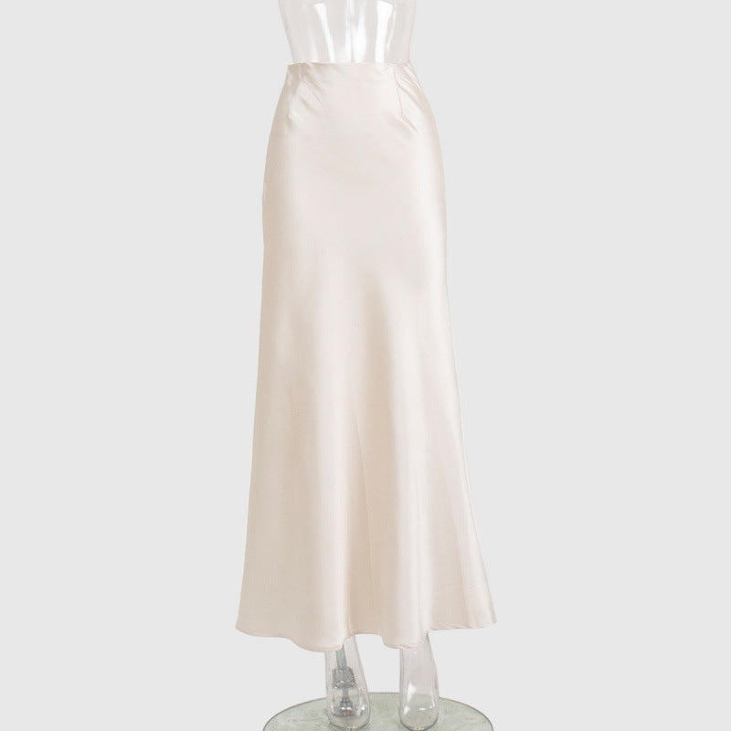 Katie – Jupe Sirène Taille Haute en Satin