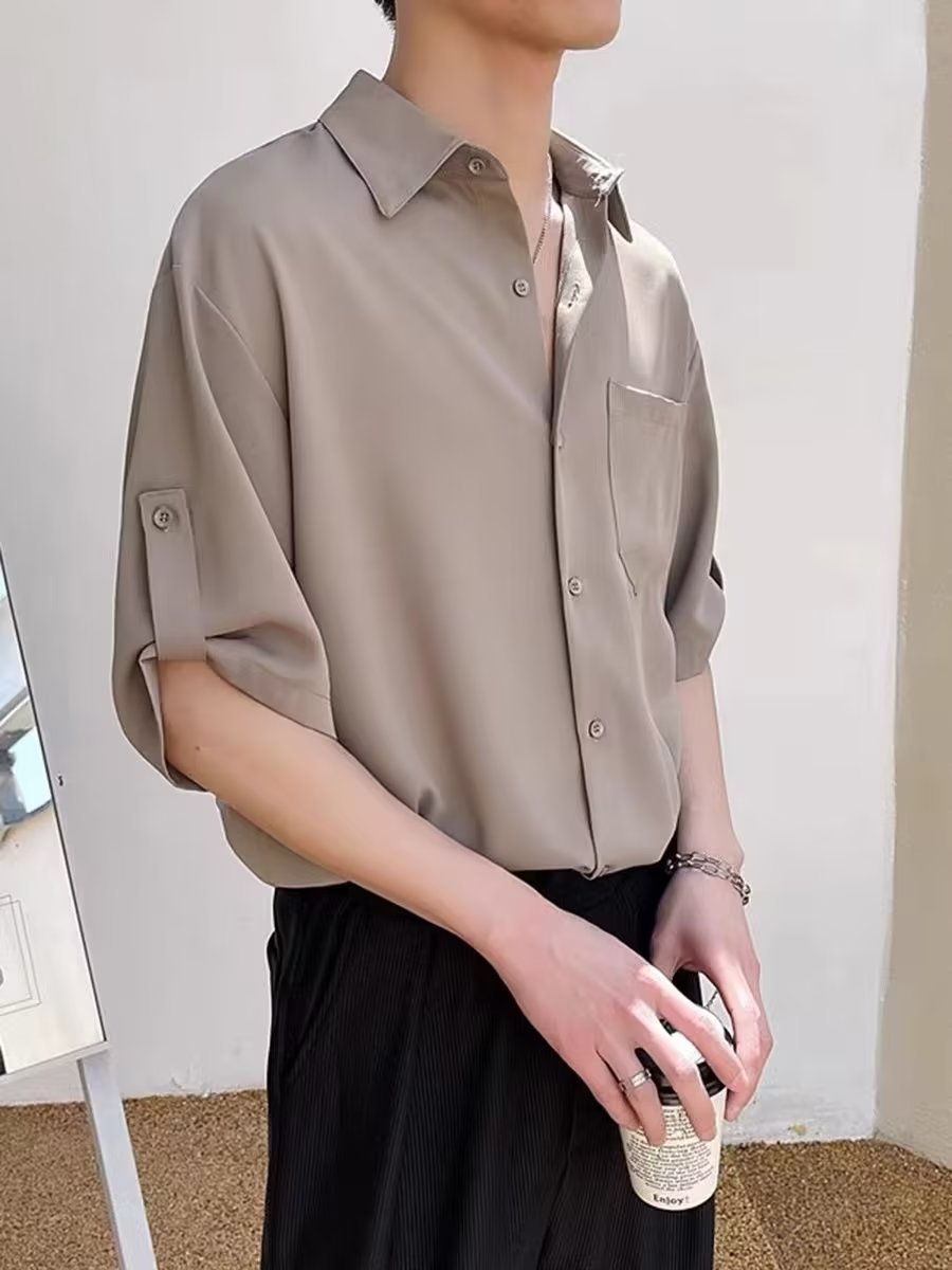 Max – Chemise à Manches Courtes en Soie de Glace d'Été