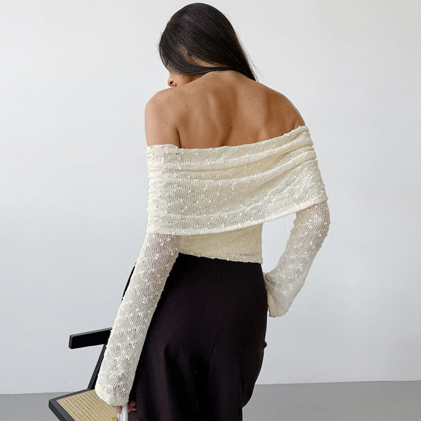 Kathryn – Haut à manches longues avec col en tricot jacquard