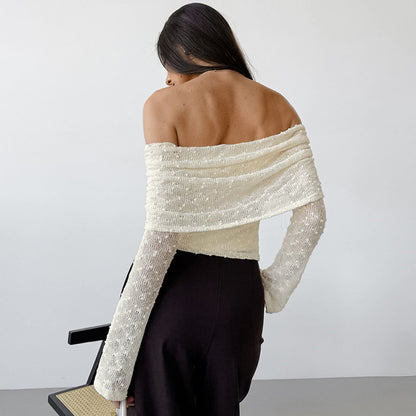 Kathryn – Haut à manches longues avec col en tricot jacquard