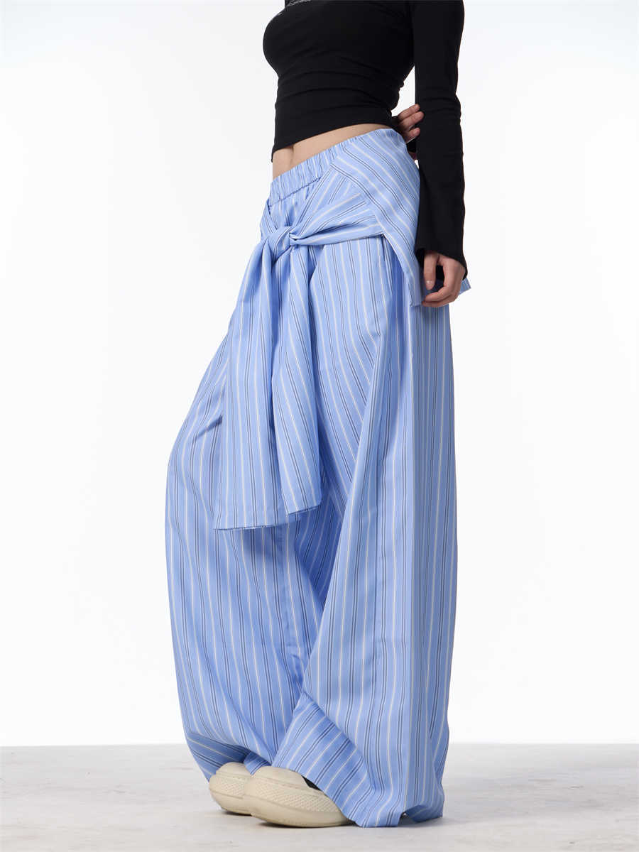 Clara – Pantalon Ample à Rayures Contrastées