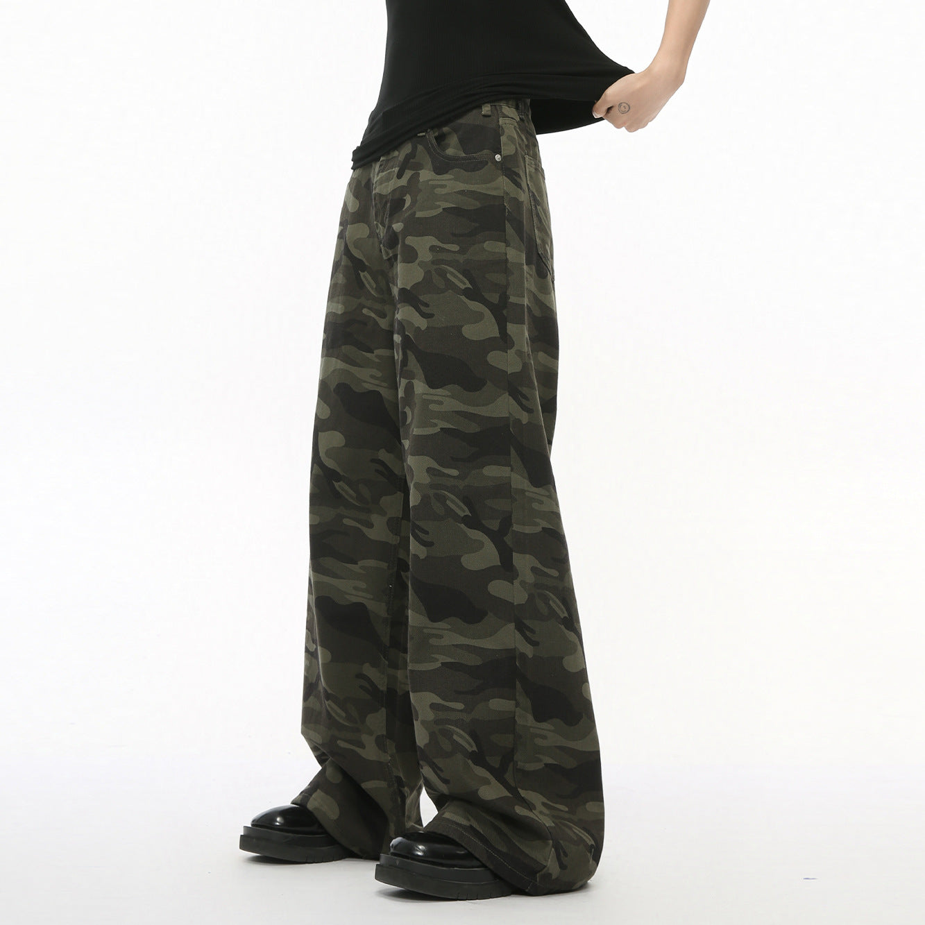 Gavin – Jean Camouflage Large à Jambes Droites