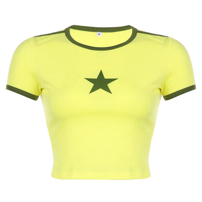 Phil – T-shirt Col Rond à Imprimé Étoile Contrasté Slim Fit