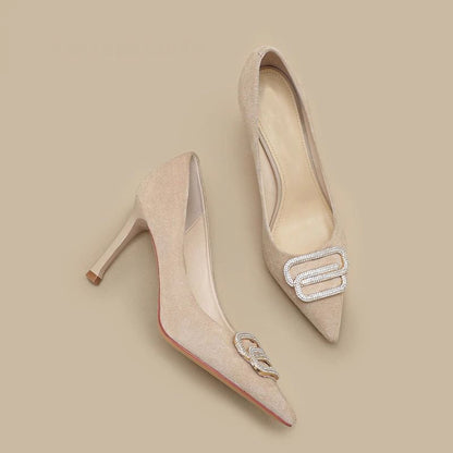 Judith – Chaussures à Talons Aiguilles en Cuir Vegan avec Strass pour Femme