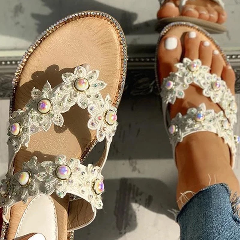 Diana – Sandales à Tongs avec Fleurs