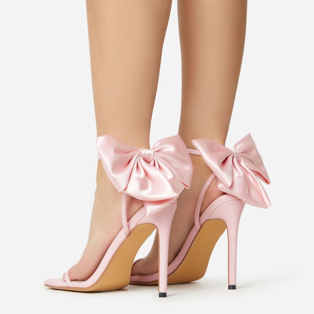 Mandy – Sandales Stiletto en Strass avec Nœud Arrière