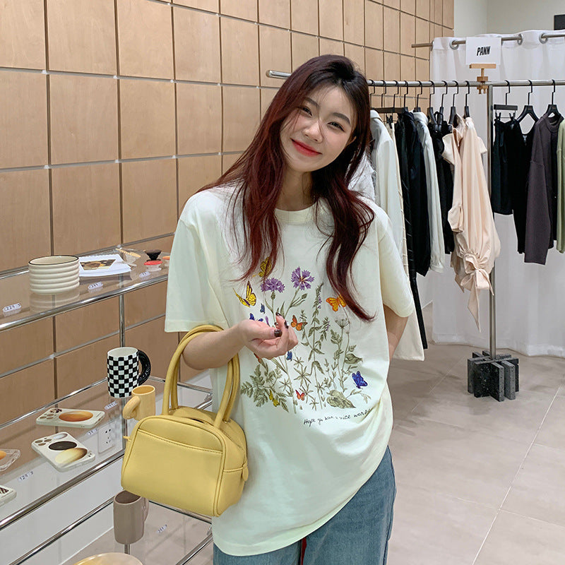 Janet – Haut en Coton Pur à Motif Fleur Imprimé