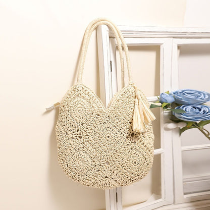 Rose – Grand Sac Tissé à Franges