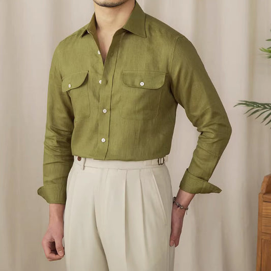 Liam – Chemise en Lin Pur à Manches Longues