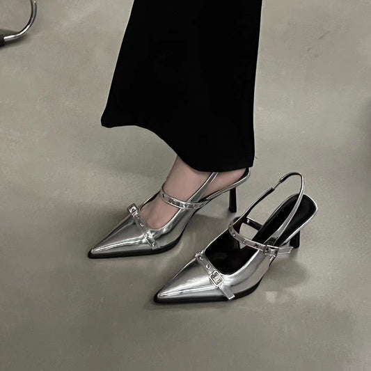 Emma – Talons Épais à Bride Cheville et Bout Pointu