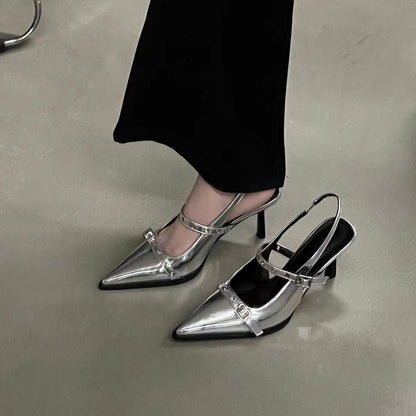 Emma – Talons Épais à Bride Cheville et Bout Pointu